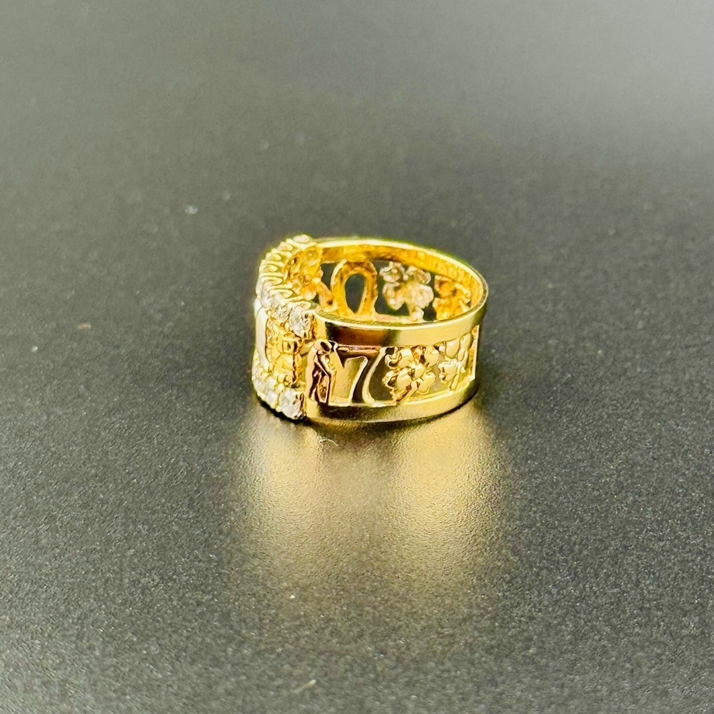 14K Yellow Gold Tri Color Men’s Good Luck/lucky Ring Size 8.5 Weight 5.7 Grams - Picture 4 of 16